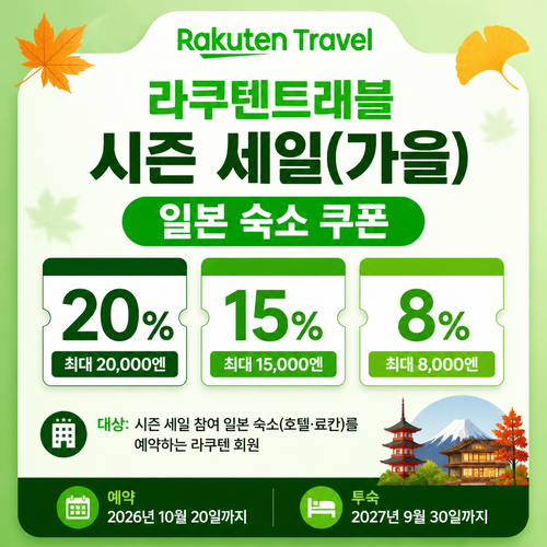 라쿠텐트래블 시즌 세일 일본 숙소 쿠폰