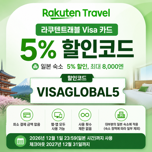 라쿠텐트래블 Visa 카드 5% 할인코드